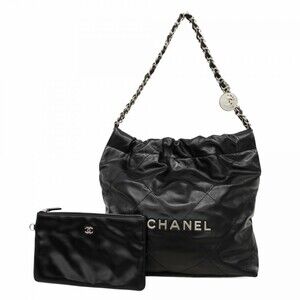 Chanel Shoulder Bag Chain 22 Calfskin Black Women's
